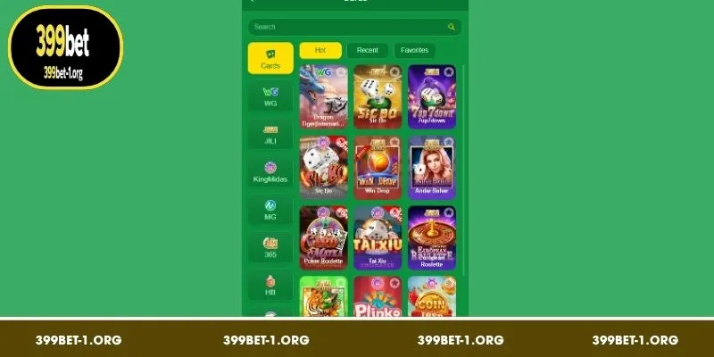 399BET Card Games are offered from various brands