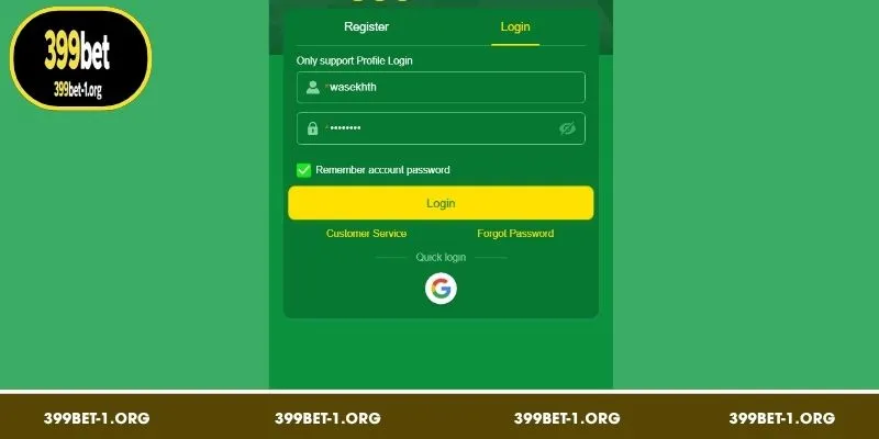 Login 399BET is simple, just a few steps
