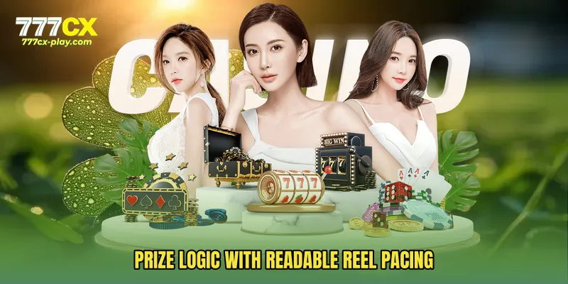 Prize logic with readable reel pacing